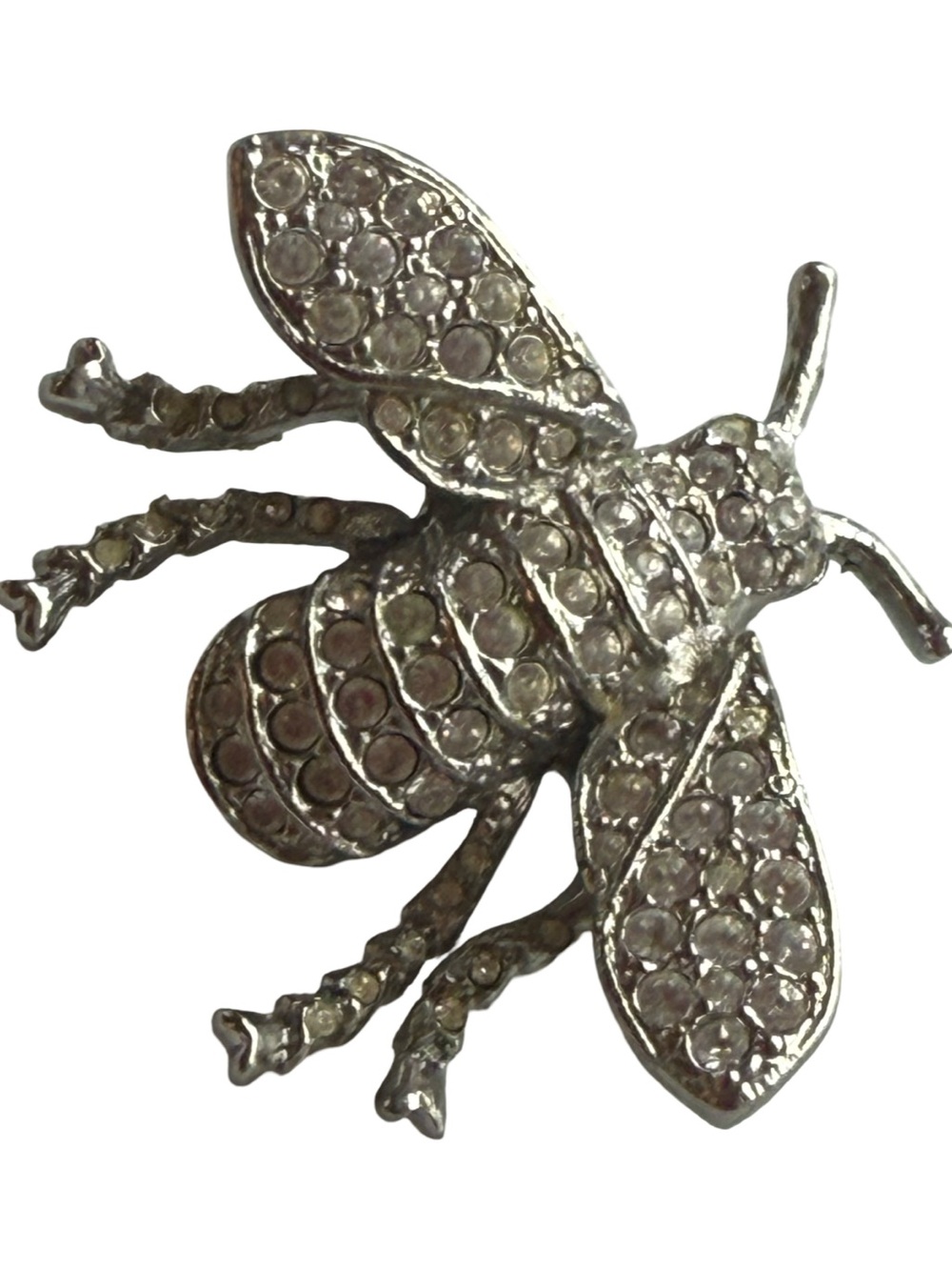 Kenneth Jay Lane Crystal Bee Brooch - Silver Tone